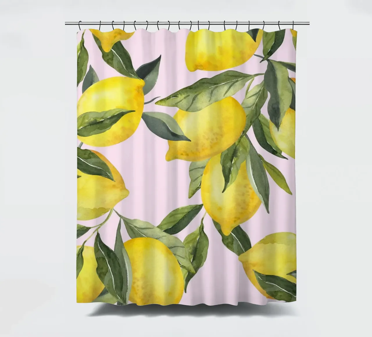 Zitrone drucken rosa, Aquarell Zitrone Poster Duschvorhang von Bella Studio