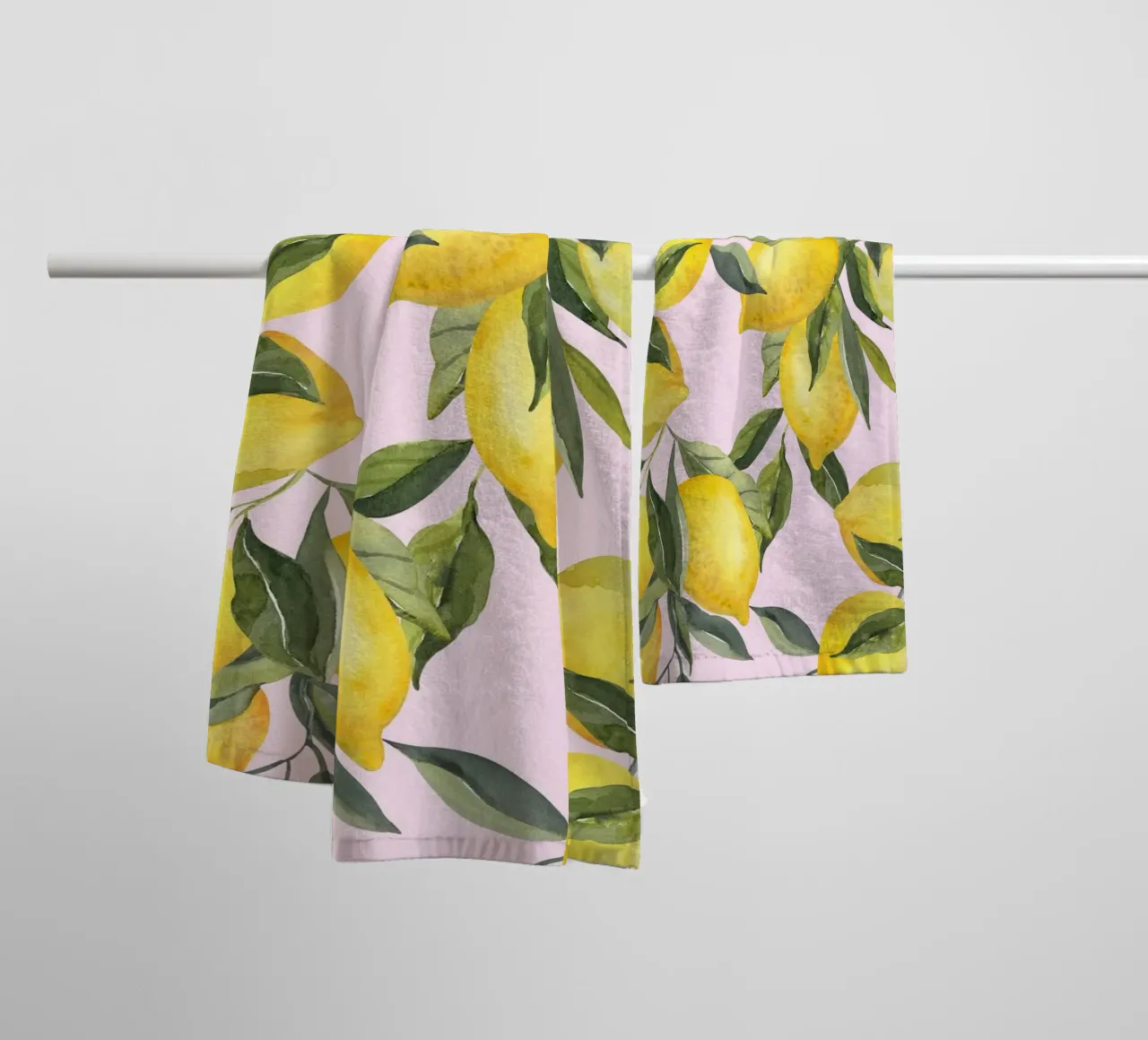 Zitrone drucken rosa, Aquarell Zitrone Poster Handtuch von Bella Studio