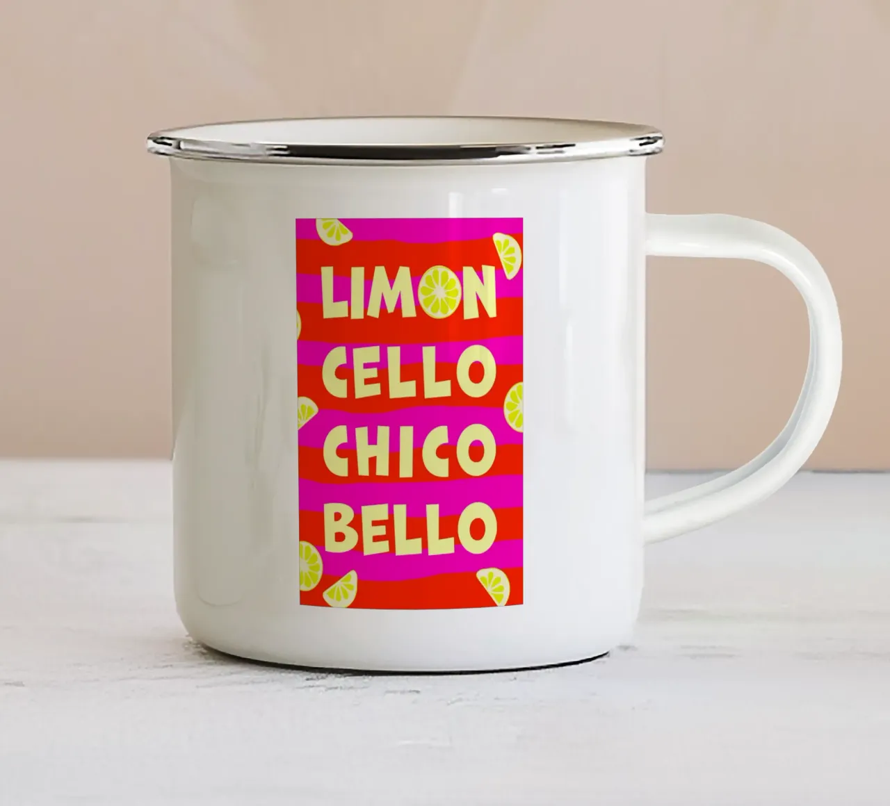 limoncello. chicobello. tazza in smalto da FRICKE DESIGN