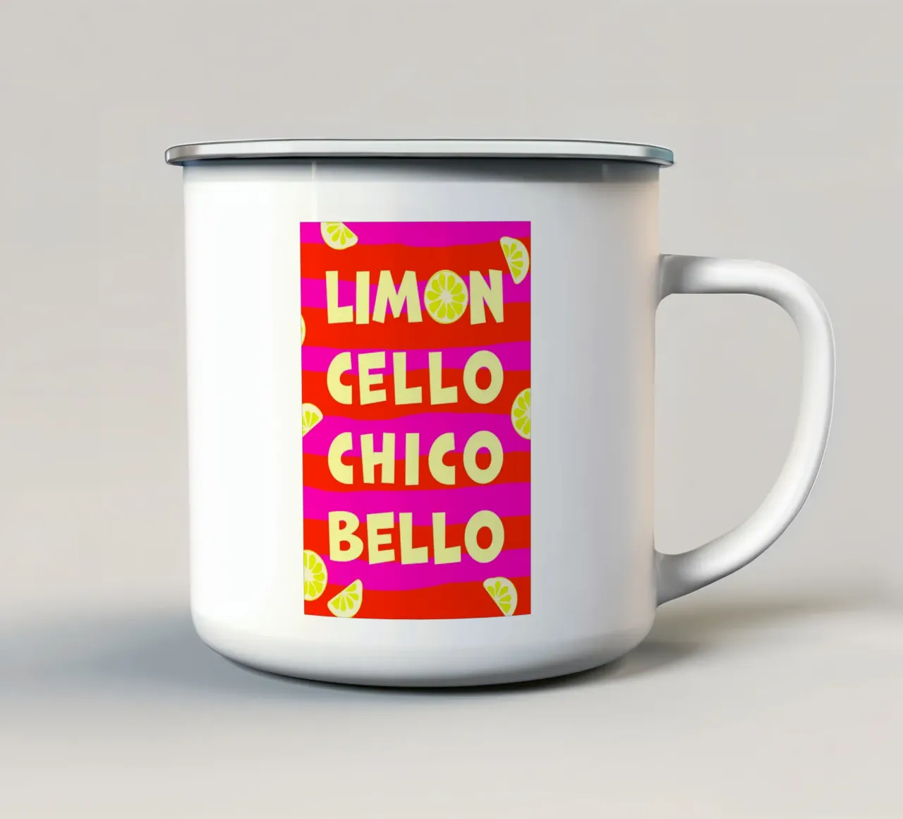limoncello. chicobello. tazza in smalto da FRICKE DESIGN