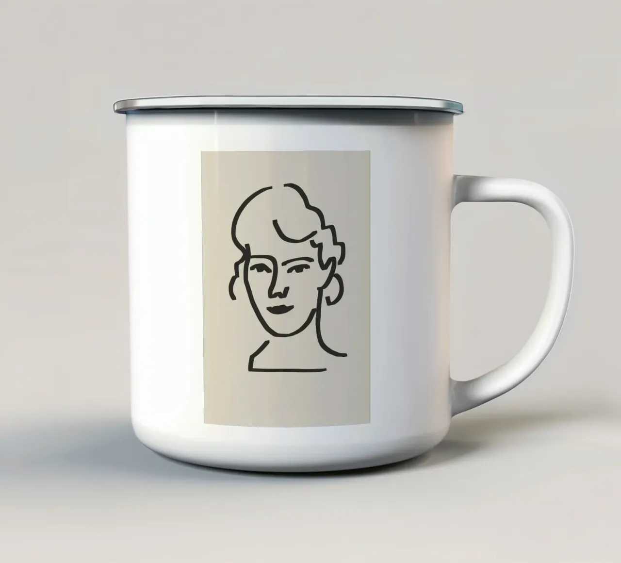 Ritratto candido in line art 6 tazza in smalto da Little Dean