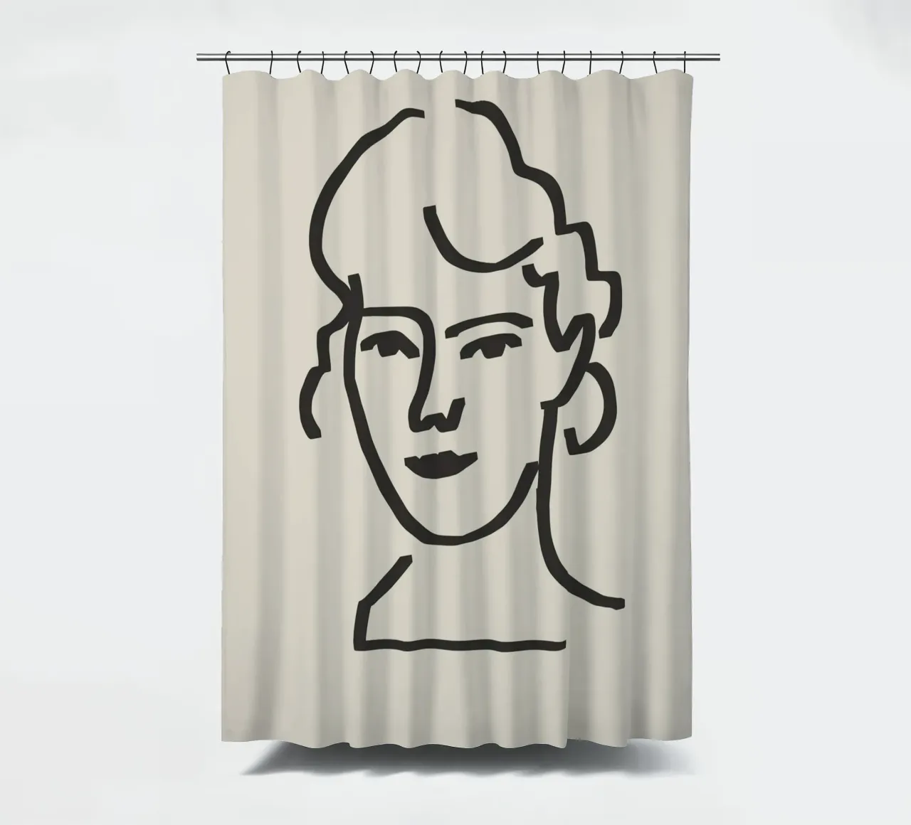 Line art candid portrait 6 shower curtain by Little Dean