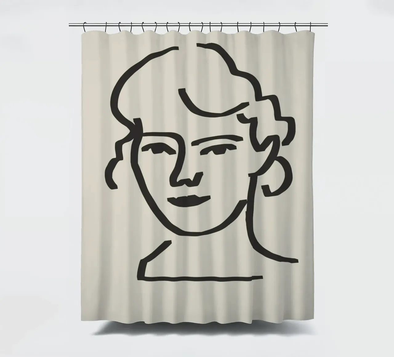 Line art candid portrait 6 shower curtain by Little Dean