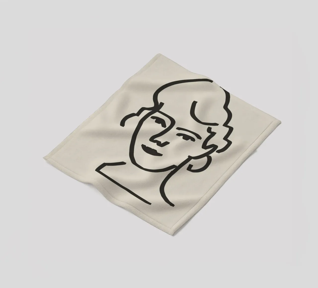 Line art openhartig portret 6 fleecedeken van Little Dean