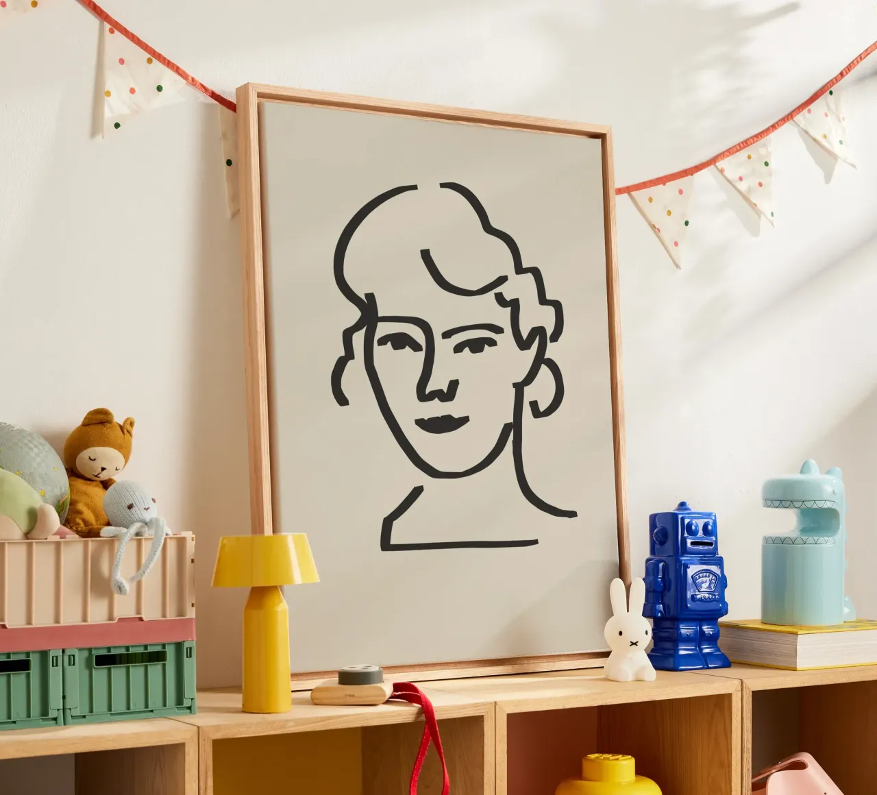 Line art candid portrait 6 canvas by Little Dean