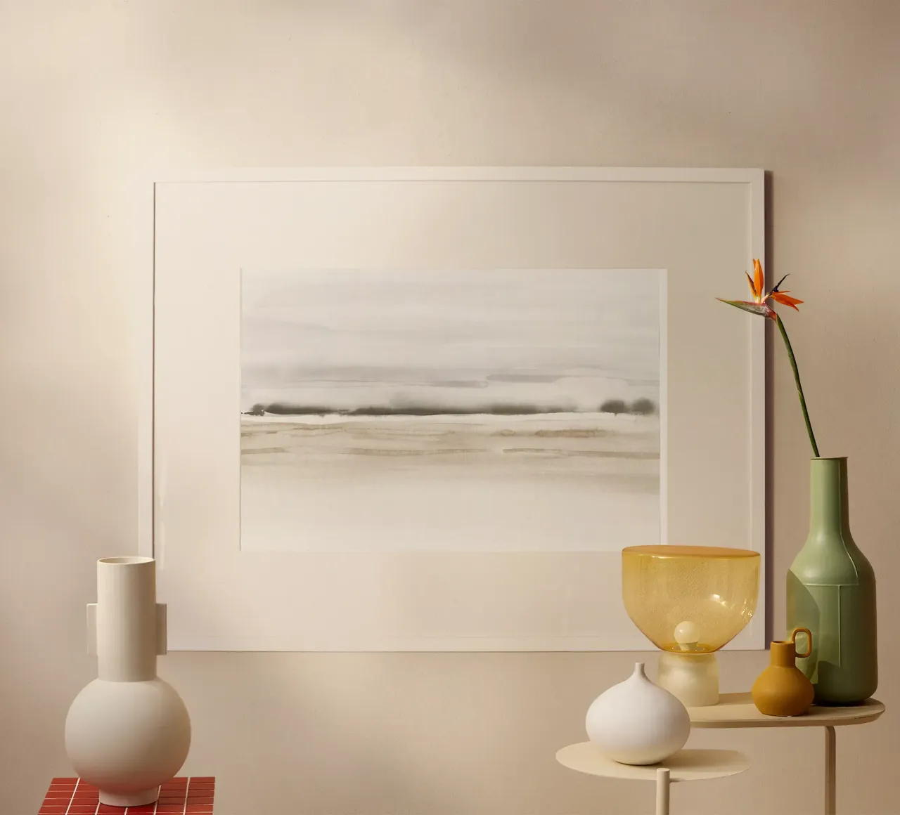 Vagues de mer dans des tons neutres poster de NouveauPrints