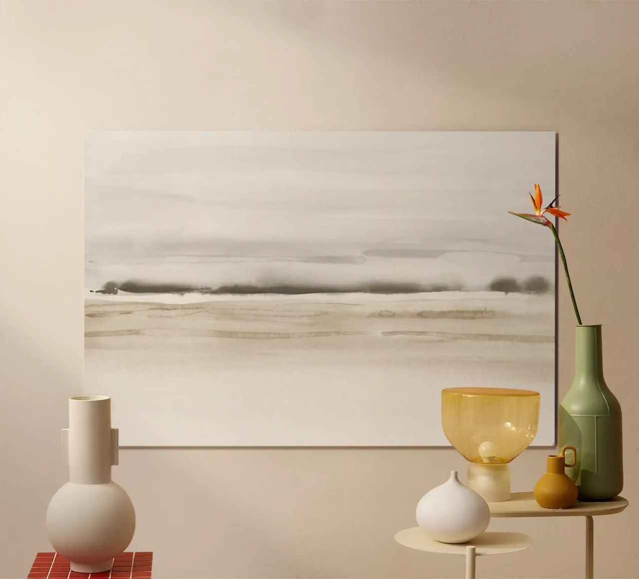 Vagues de mer dans des tons neutres poster de NouveauPrints