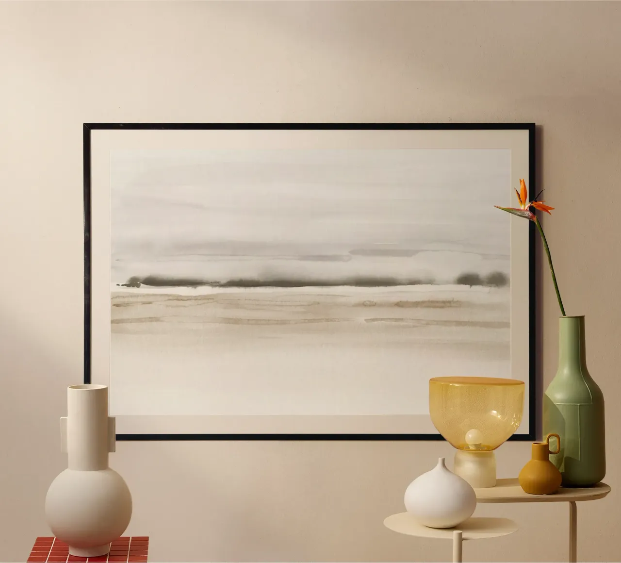 Vagues de mer dans des tons neutres poster de NouveauPrints