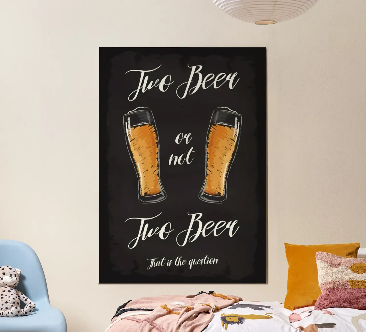 Due bicchieri di birra Arte digitale poster con telaio in plastica da Jodie Art