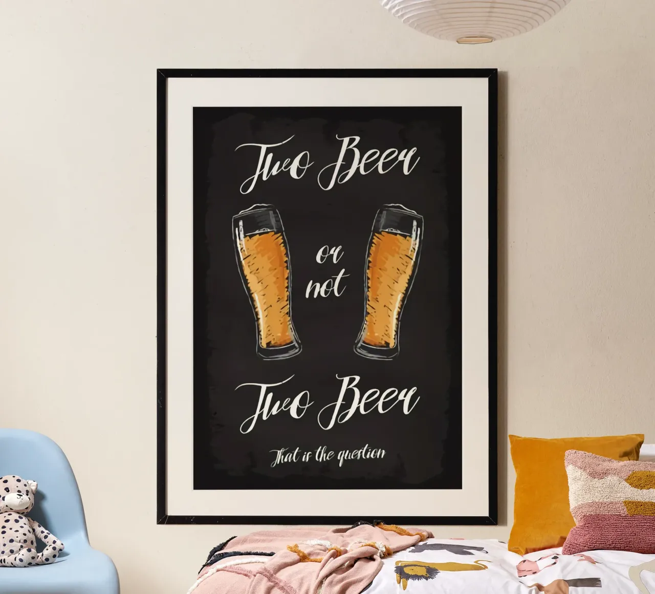 Due bicchieri di birra Arte digitale poster con telaio in plastica da Jodie Art