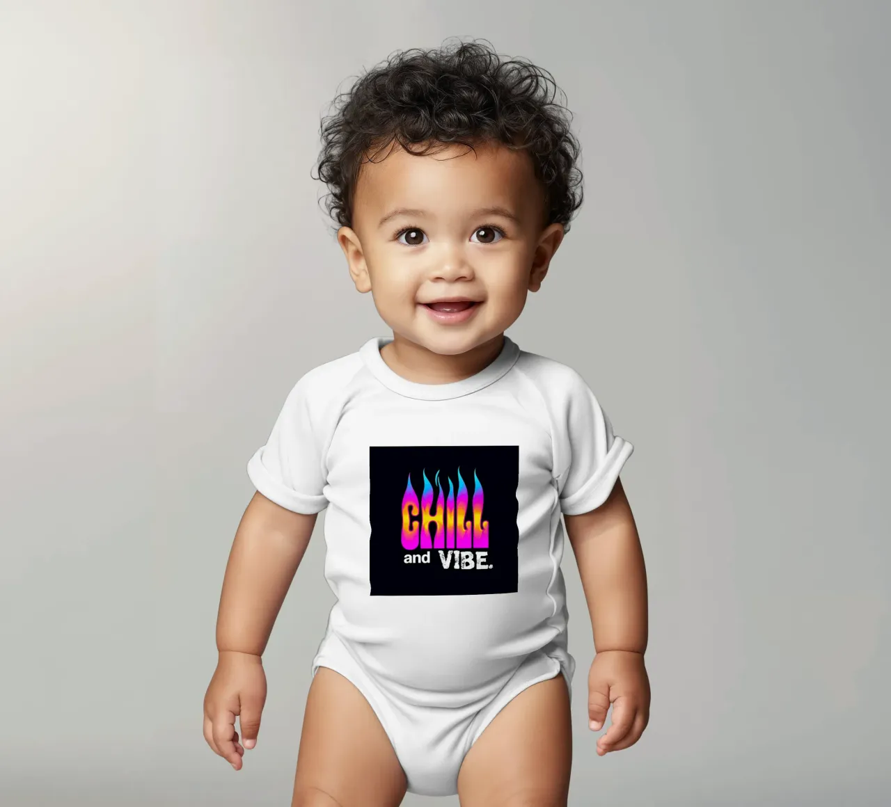 Neon Flame Gradient "Chill and Vibe" (brividi e vibrazioni) body neonato maniche corte da inspirational quote
