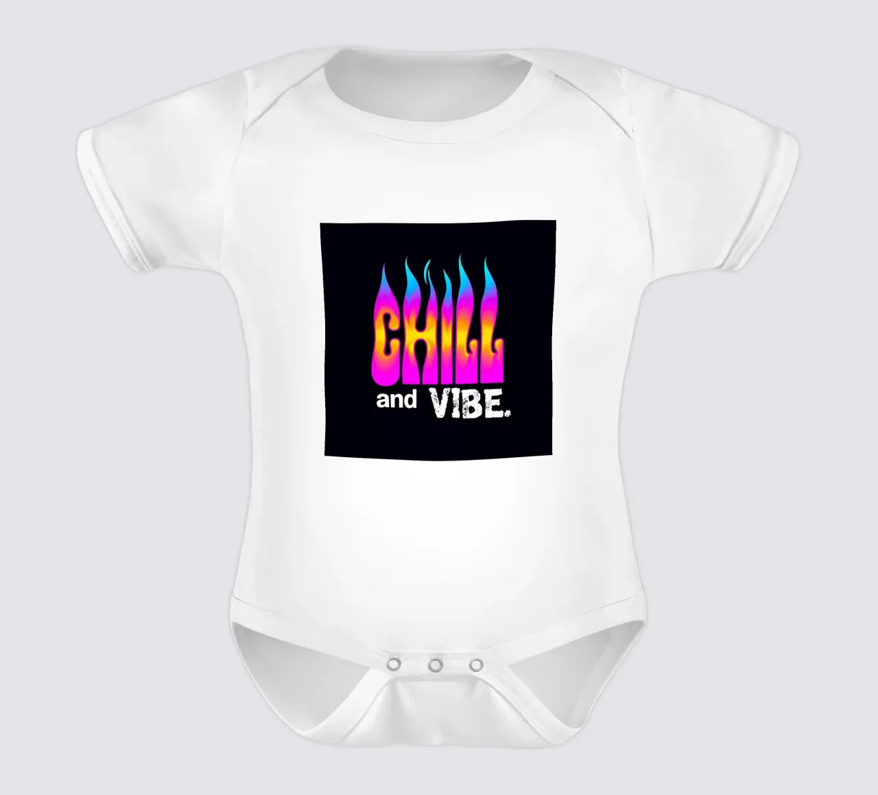 Neon Flame Gradient "Chill and Vibe" (brividi e vibrazioni) body neonato maniche corte da inspirational quote