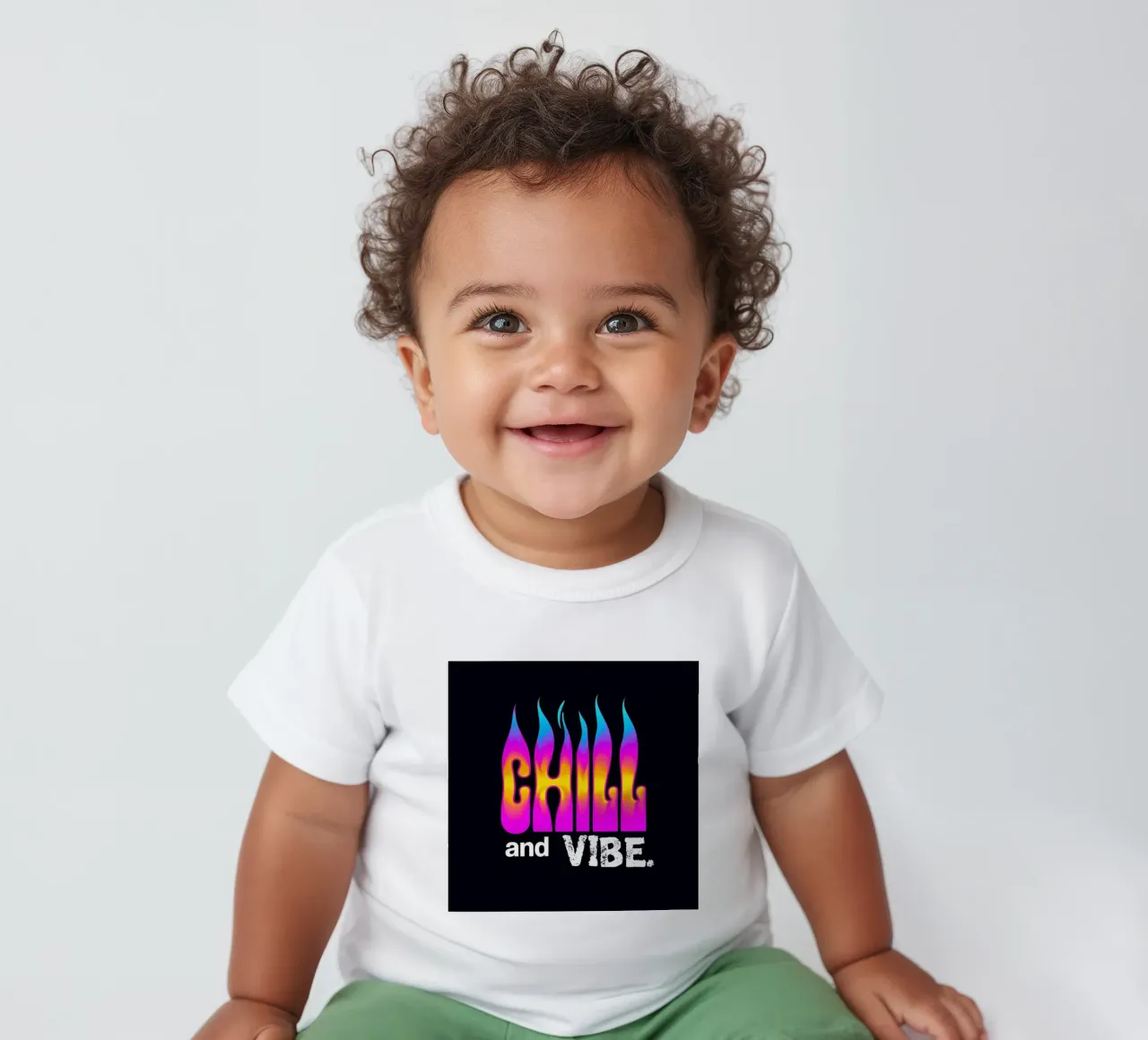 Neon Flame Gradient "Chill and Vibe" (brividi e vibrazioni) maglietta neonato da inspirational quote