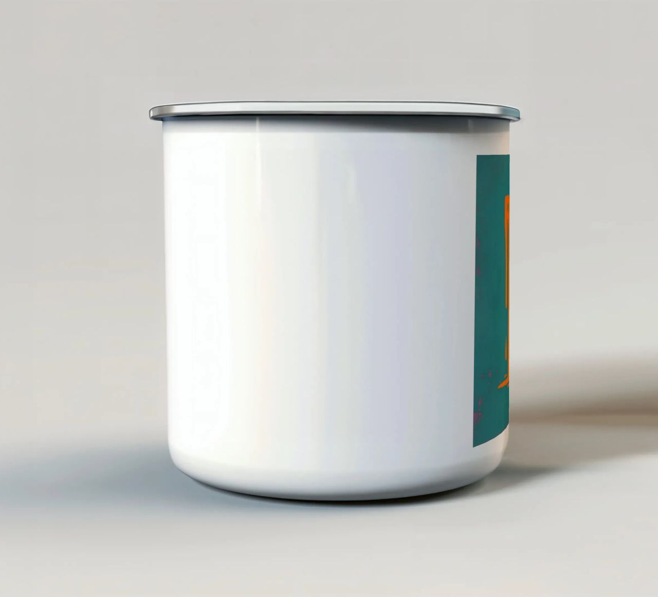 Chill Vibes Melt: Arte astratta a goccia arancione 'RELAX' su verde acqua tazza in smalto da inspirational quote
