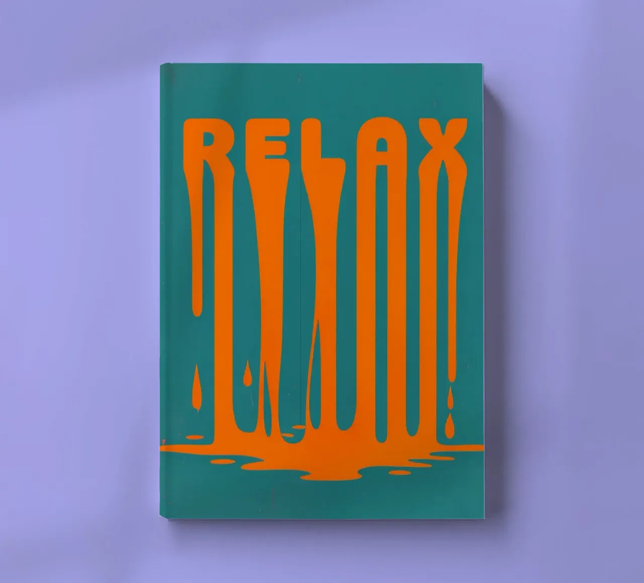 Chill Vibes Melt: Abstract Orange 'RELAX' Drip Art on Teal notebook by inspirational quote