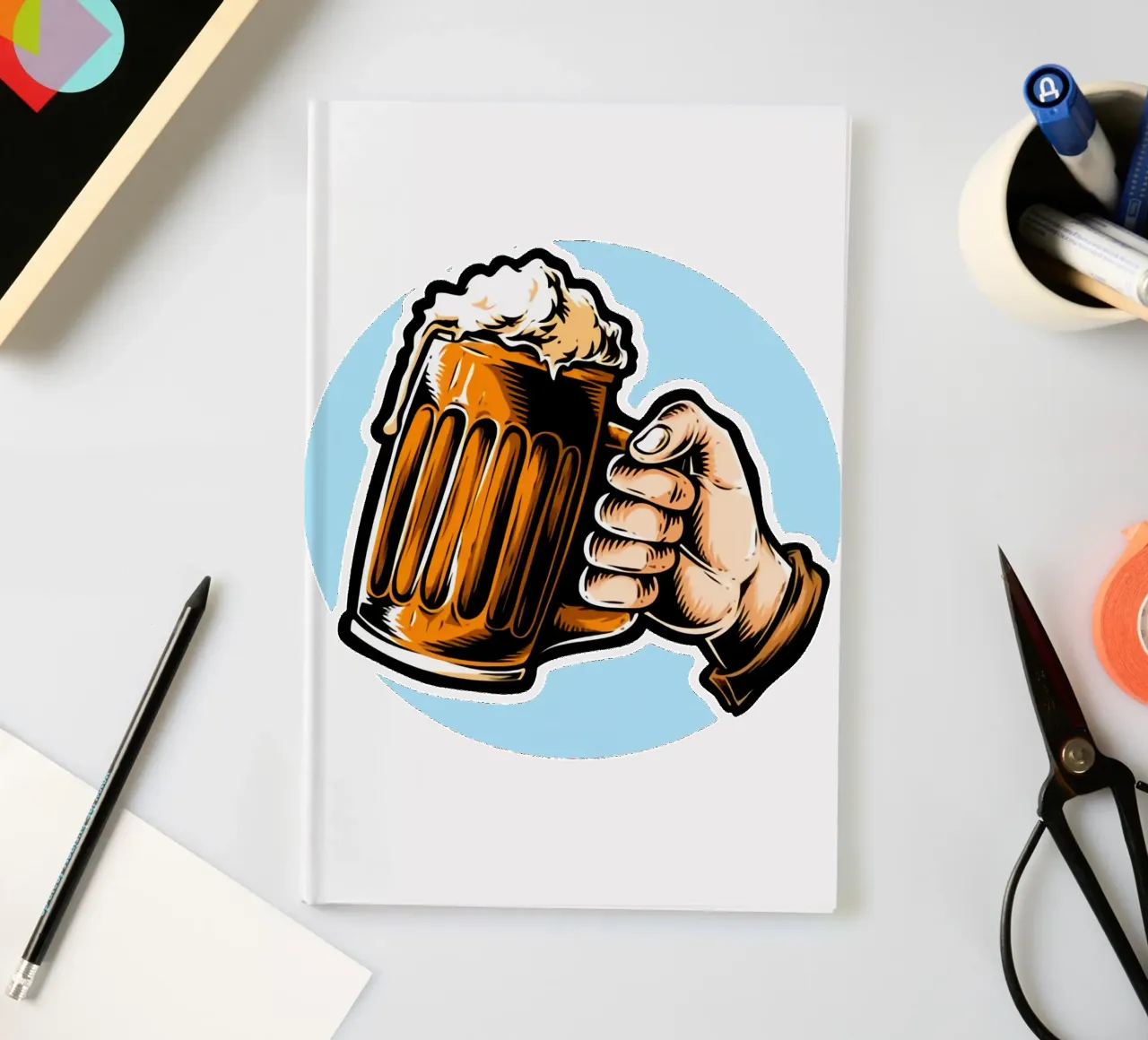 Drinking Beer With Me Artwork notebook by Jodie Art