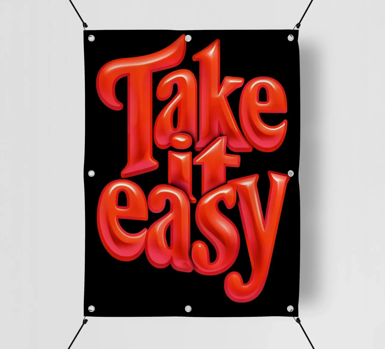 Rilassarsi e ricaricarsi: Vibrante 3D rosso lucido "Take It Easy" telo in pvc da inspirational quote