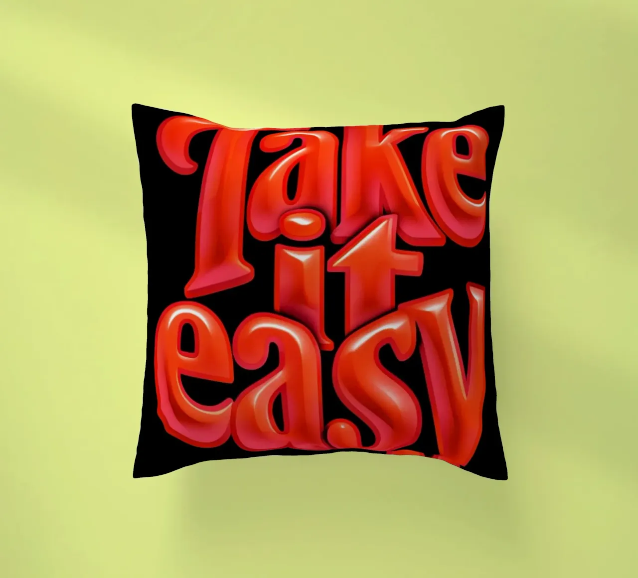 Rilassarsi e ricaricarsi: Vibrante 3D rosso lucido "Take It Easy" cuscino da inspirational quote