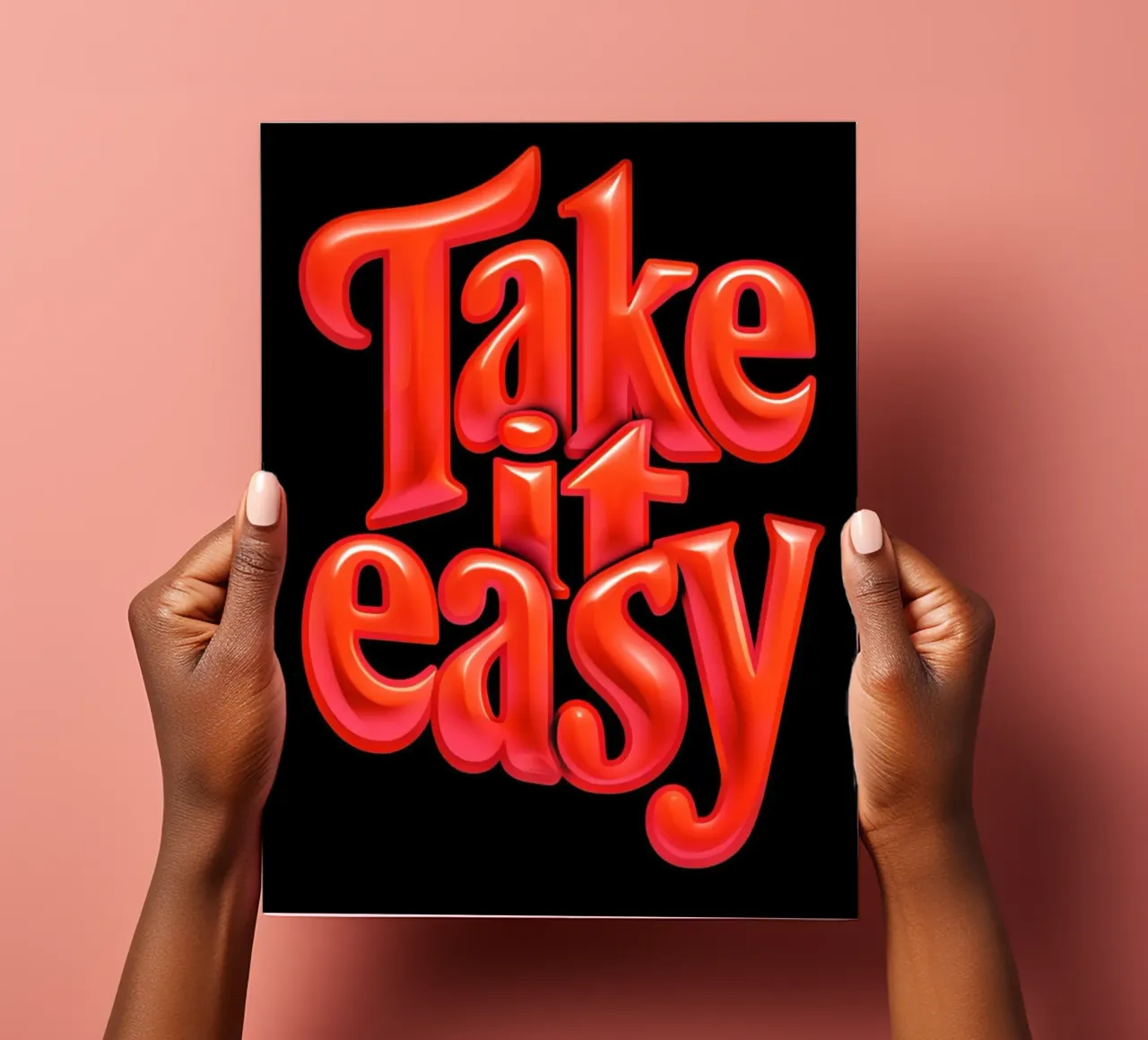 Relax & Recharge: Vibrant 3D Red Glossy "Take It Easy" sticker sheet by inspirational quote