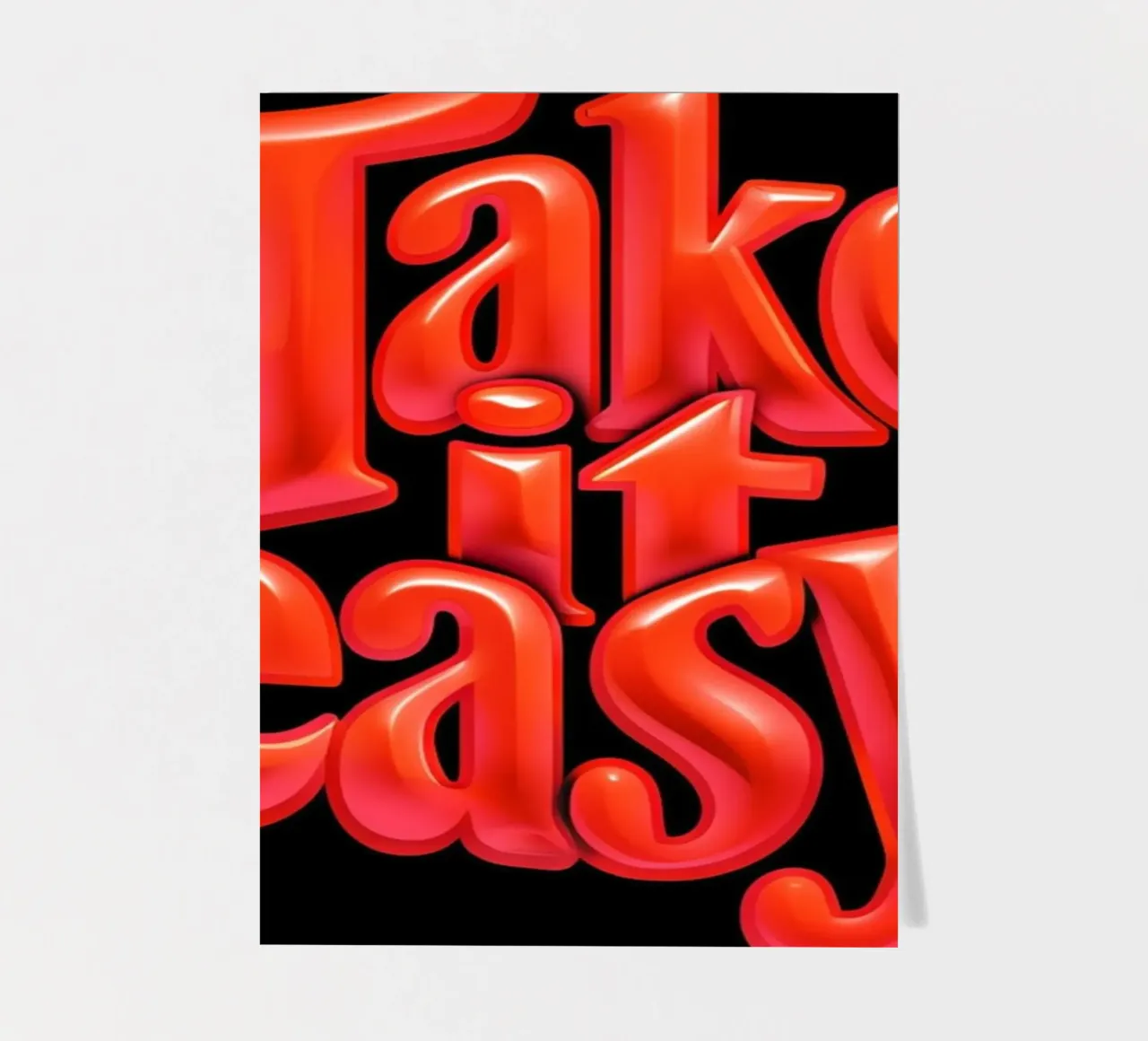 Relax & Recharge: Vibrant 3D Red Glossy "Take It Easy" sticker sheet by inspirational quote