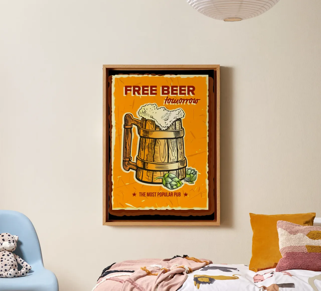 Gratis bier Het canvas van de brouwmeester canvas met Baklijst van Jodie Art