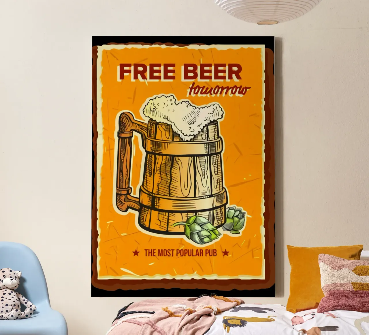 Gratis bier Het canvas van de brouwmeester canvas met Baklijst van Jodie Art