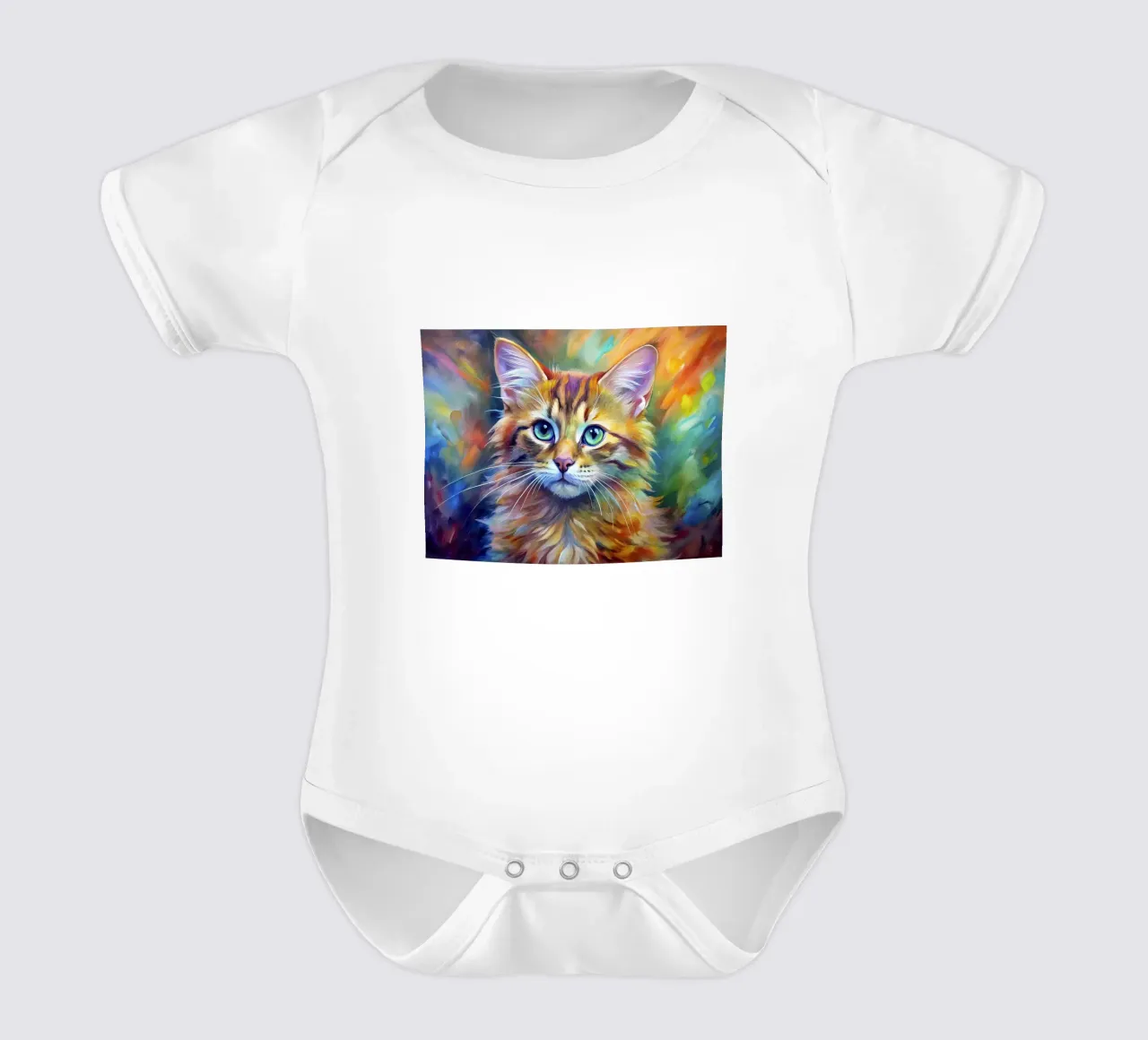 Gatto in acquerello body neonato maniche corte da Point and Art