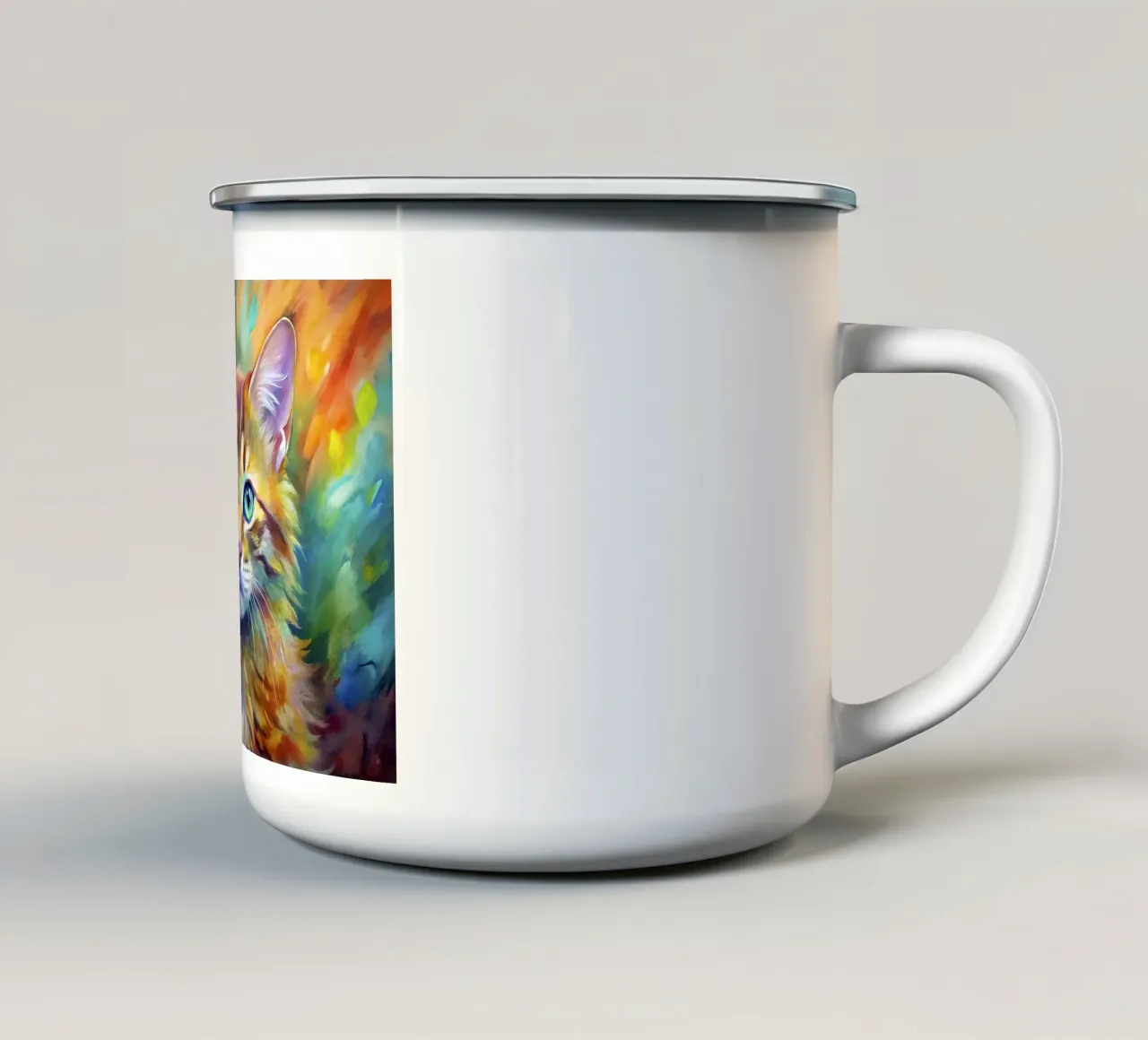 Gatto in acquerello tazza in smalto da Point and Art