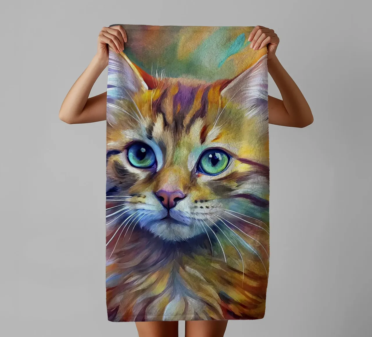 Gatto in acquerello asciugamano da bagno da Point and Art