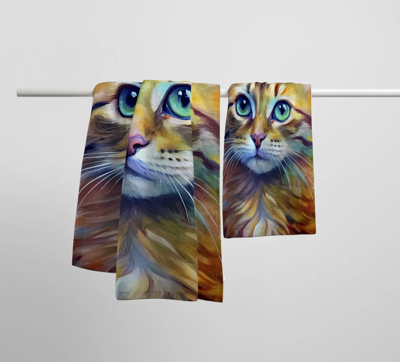 Gatto in acquerello asciugamano da bagno da Point and Art