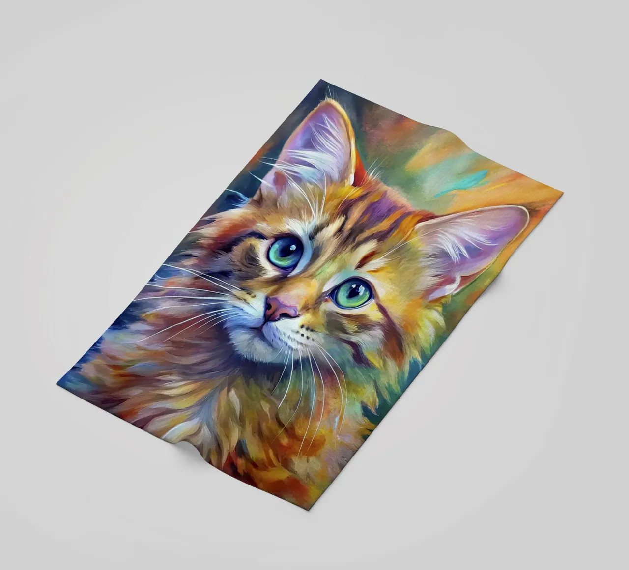 Gatto in acquerello telo mare da Point and Art