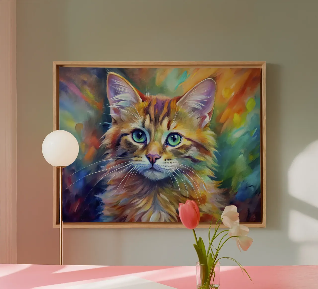 Gatto in acquerello tela con Cornice a cassetta da 🎨 Point and Art
