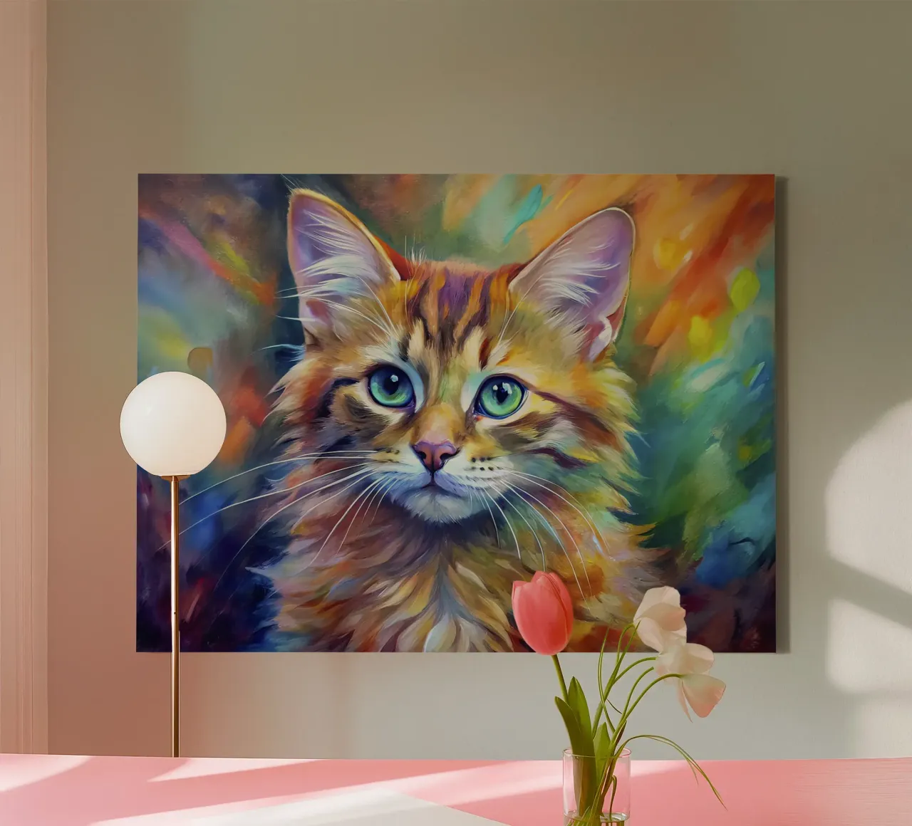 Gatto in acquerello tela con Cornice a cassetta da 🎨 Point and Art