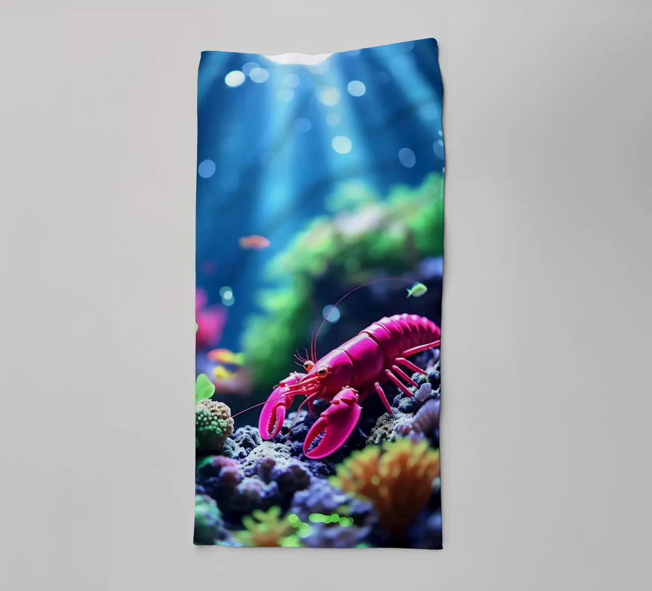 Glowstep ✦ Crevette néon à la lumière du corail serviette de bain de lumaquastudio