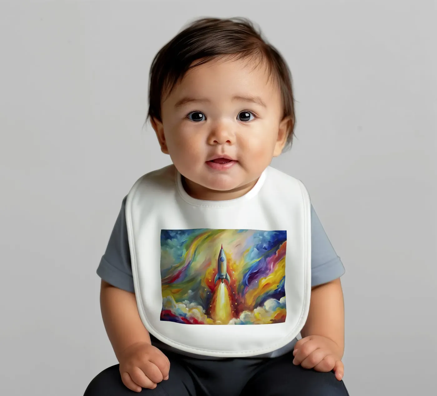 space rocket Babylätzchen von 🐹 BABY ART PRINTS