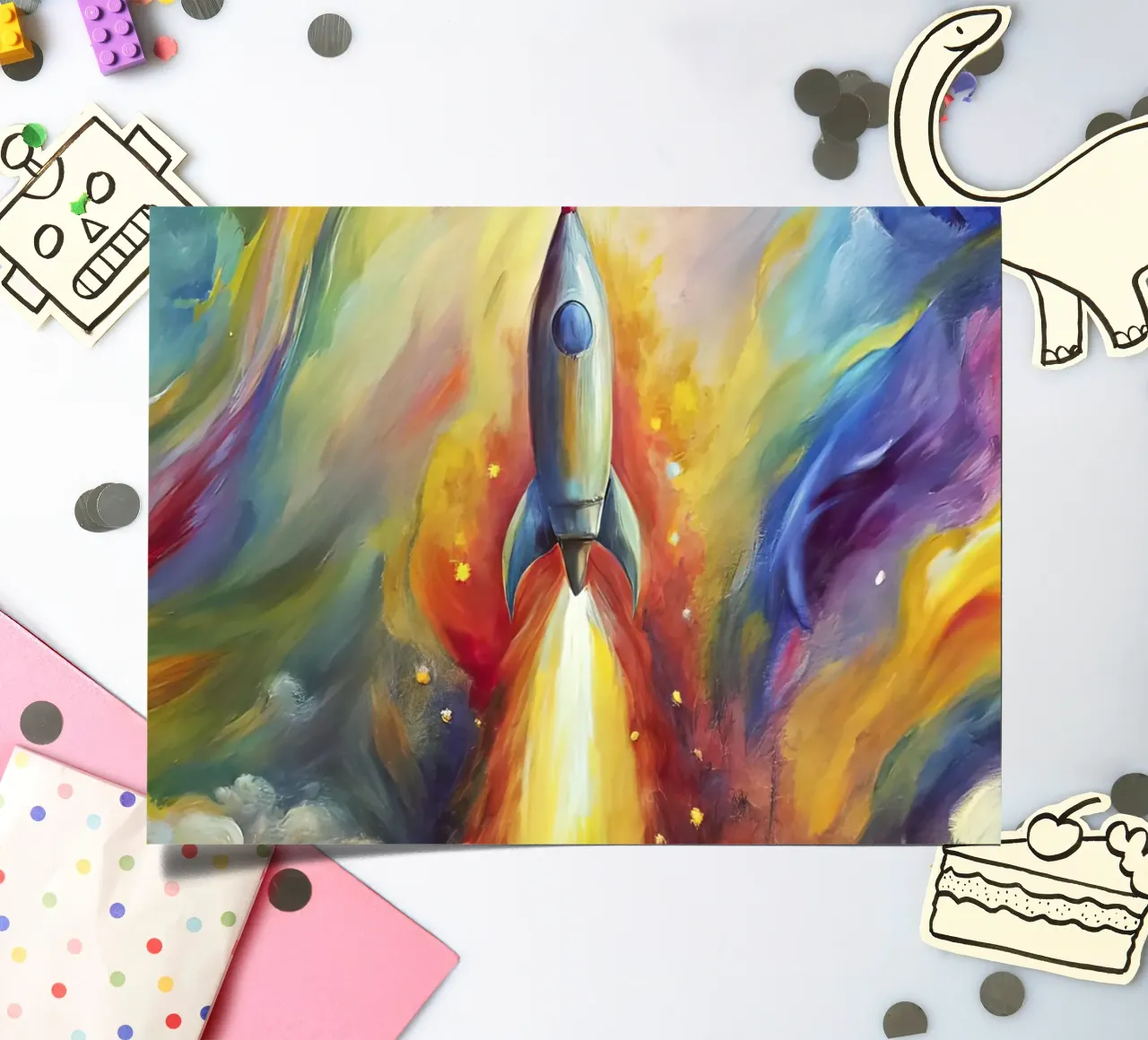 space rocket sticker sheet by 🐹 BABY ART PRINTS