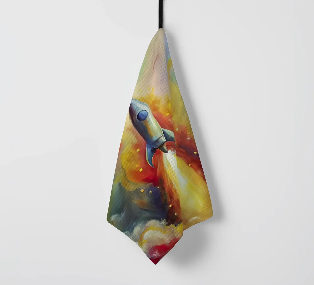 space rocket tea towel by 🐹 BABY ART PRINTS