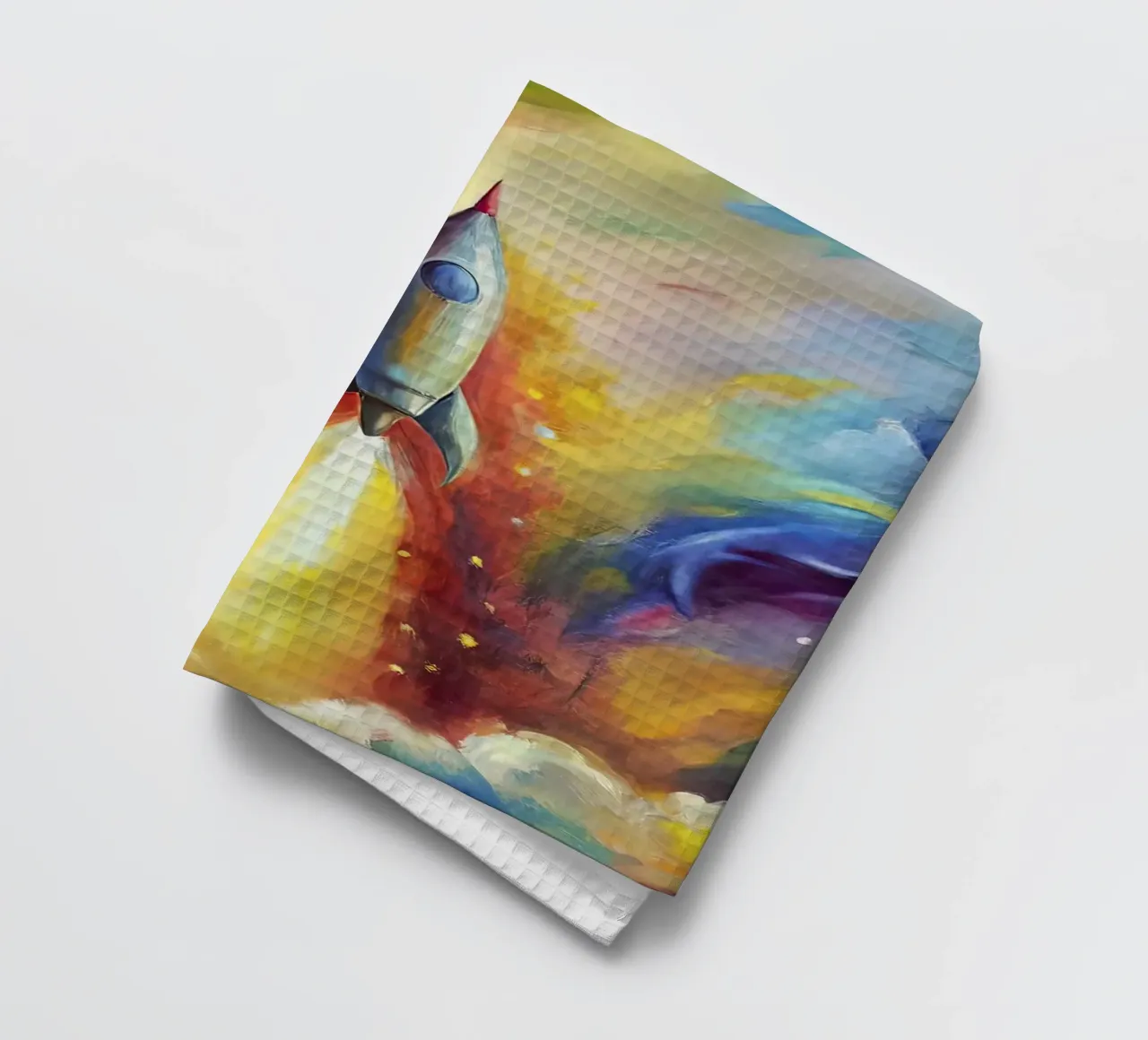 fusée spatiale torchon de BABY ART PRINTS