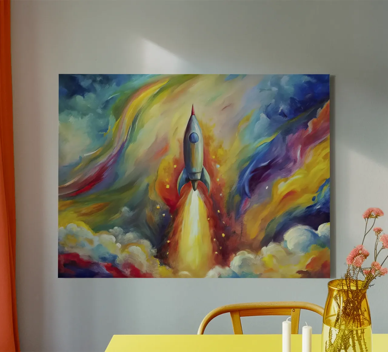 fusée spatiale toile avec Caisse américaine de 🐹 BABY ART PRINTS