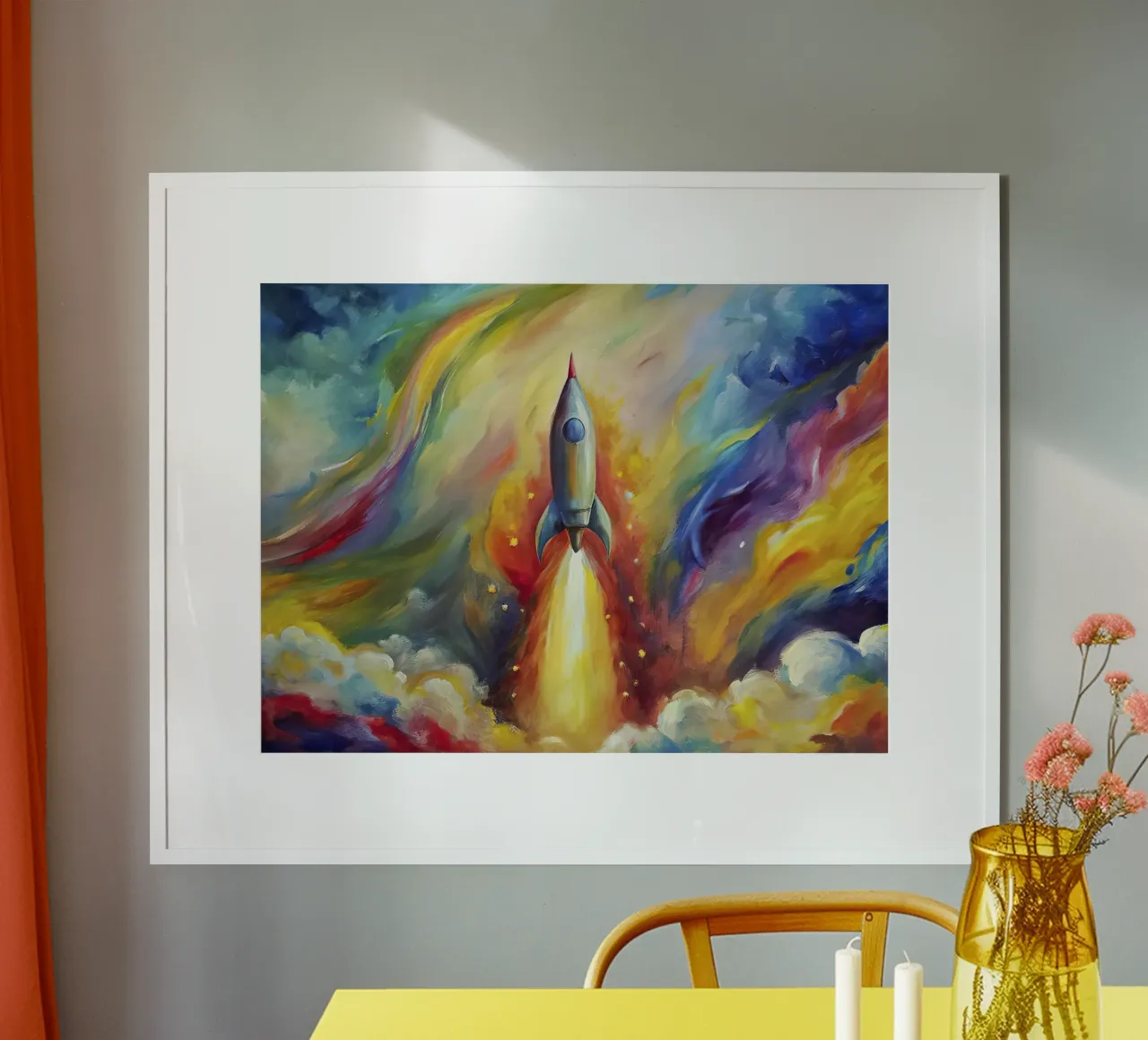 fusée spatiale poster avec cadre en aluminium de 🐹 BABY ART PRINTS