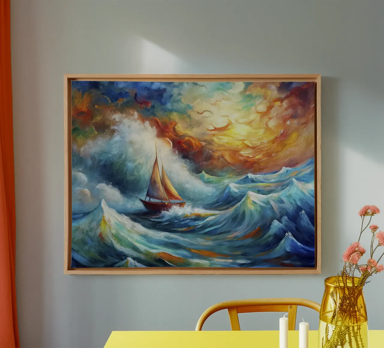 Voilier dans la tempête toile avec Caisse américaine de 🎨 Point and Art