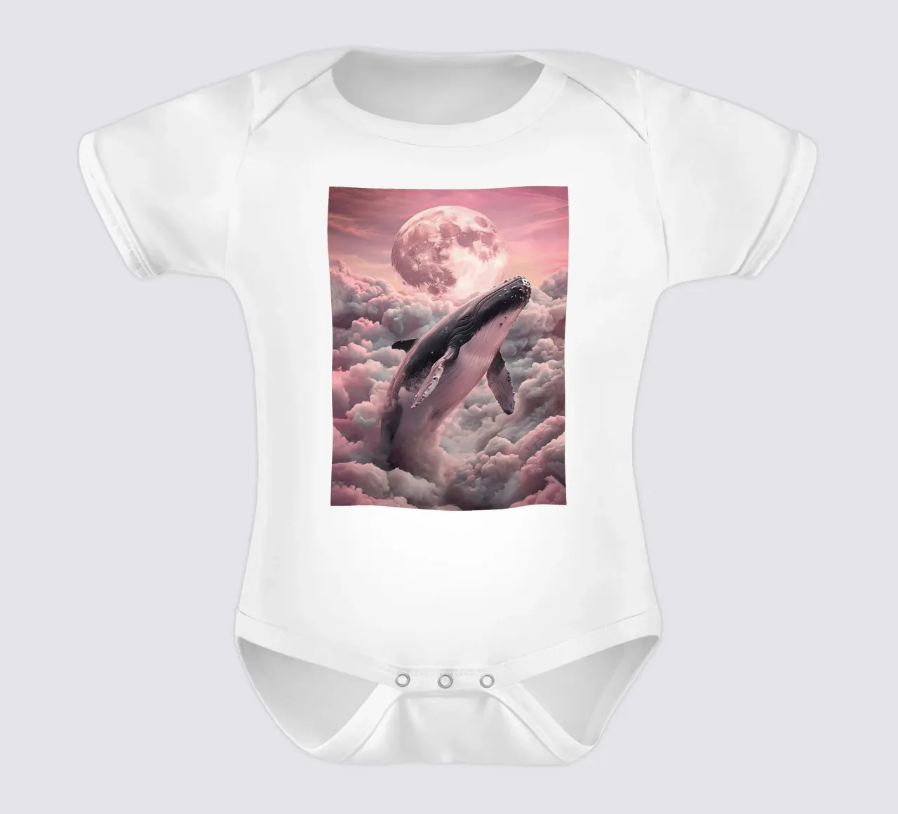 Whale in the Clouds with Moon short-sleeve baby romper by 🎁 ARTVI-SHOP
