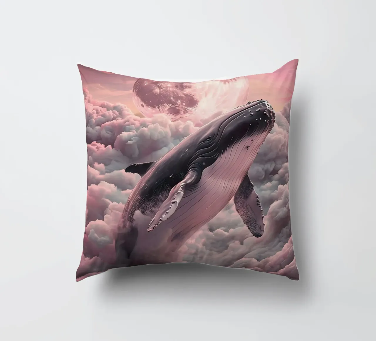 Whale in the Clouds with Moon decorative cushion by 🎁 ARTVI-SHOP