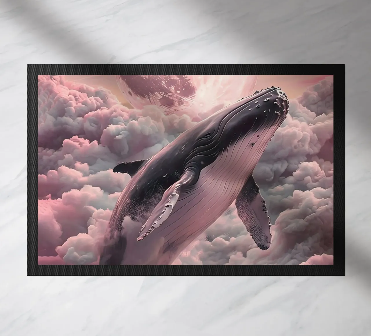 Whale in the Clouds with Moon doormat by 🎁 ARTVI-SHOP