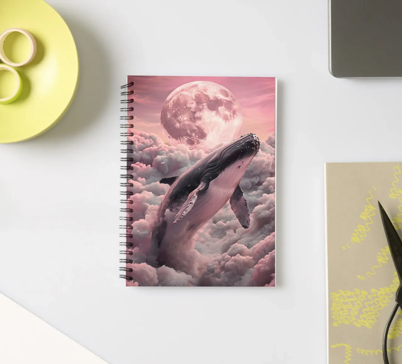 Whale in the Clouds with Moon spiral notebook by 🎁 ARTVI-SHOP
