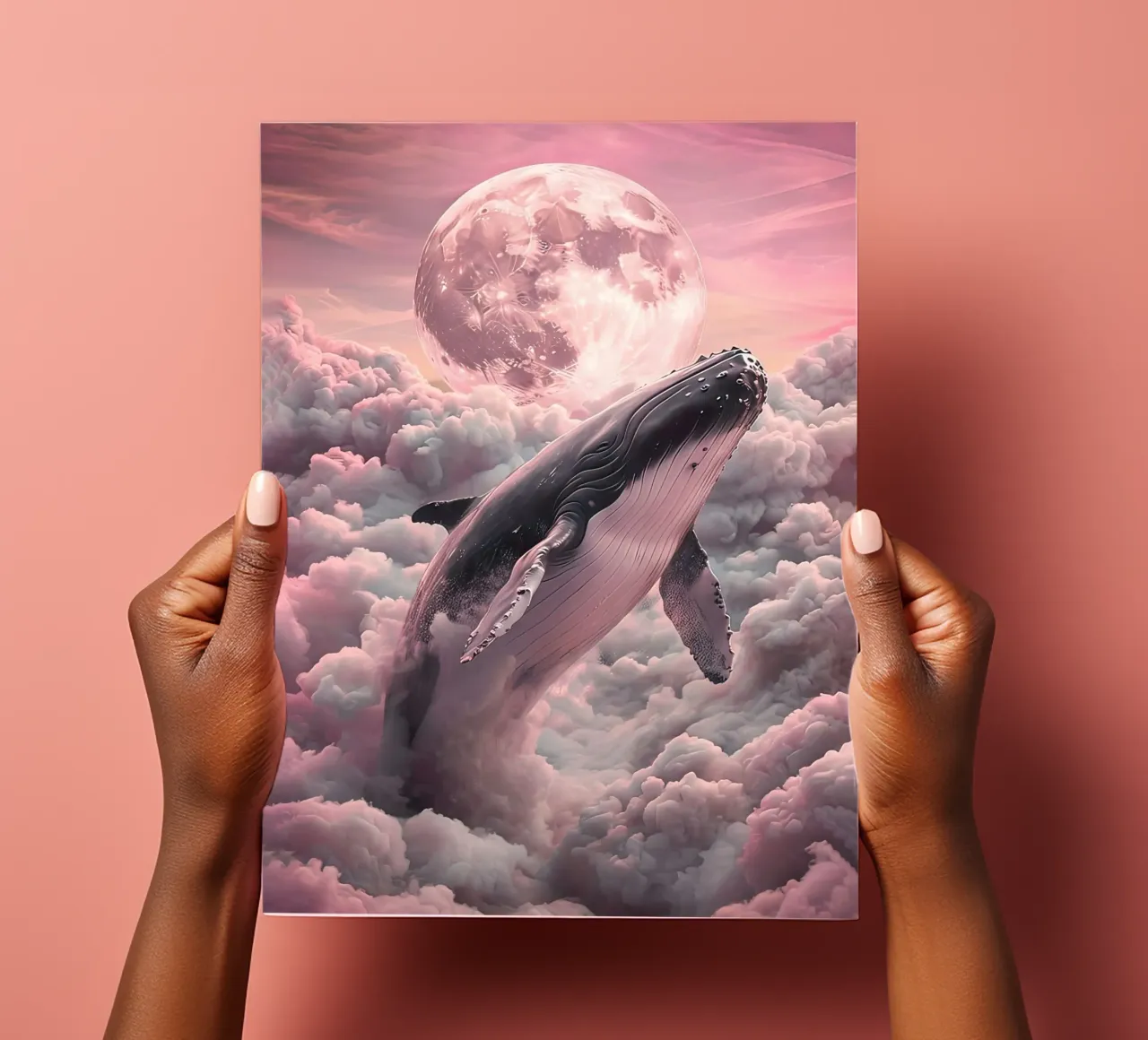 Whale in the Clouds with Moon sticker sheet by 🎁 ARTVI-SHOP