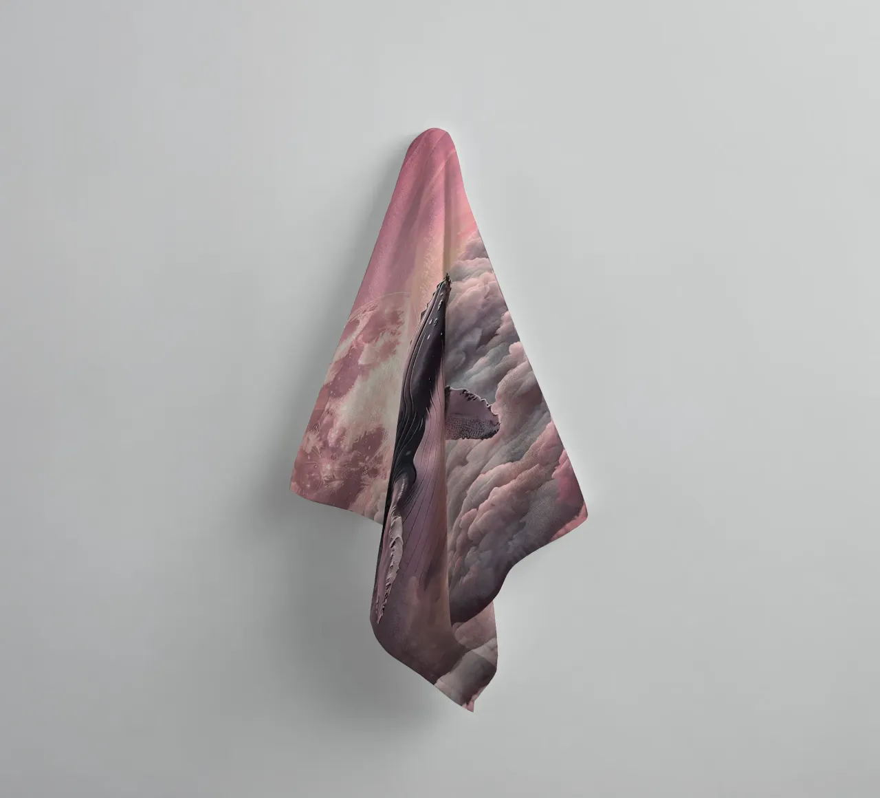 Whale in the Clouds with Moon towel by 🎁 NOBELART