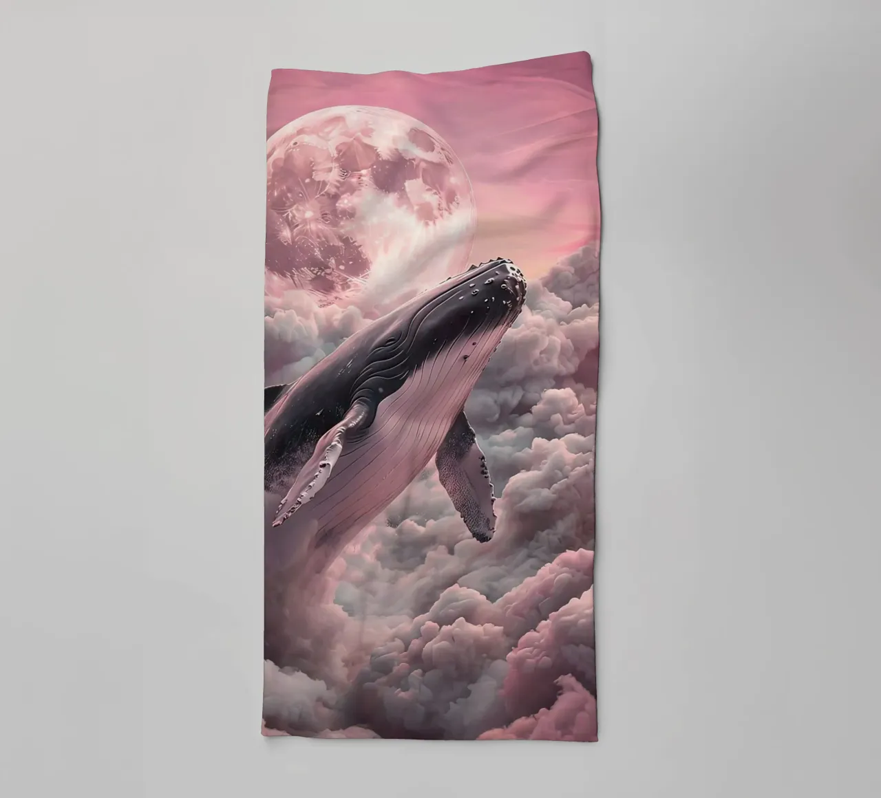 Whale in the Clouds with Moon towel by 🎁 NOBELART