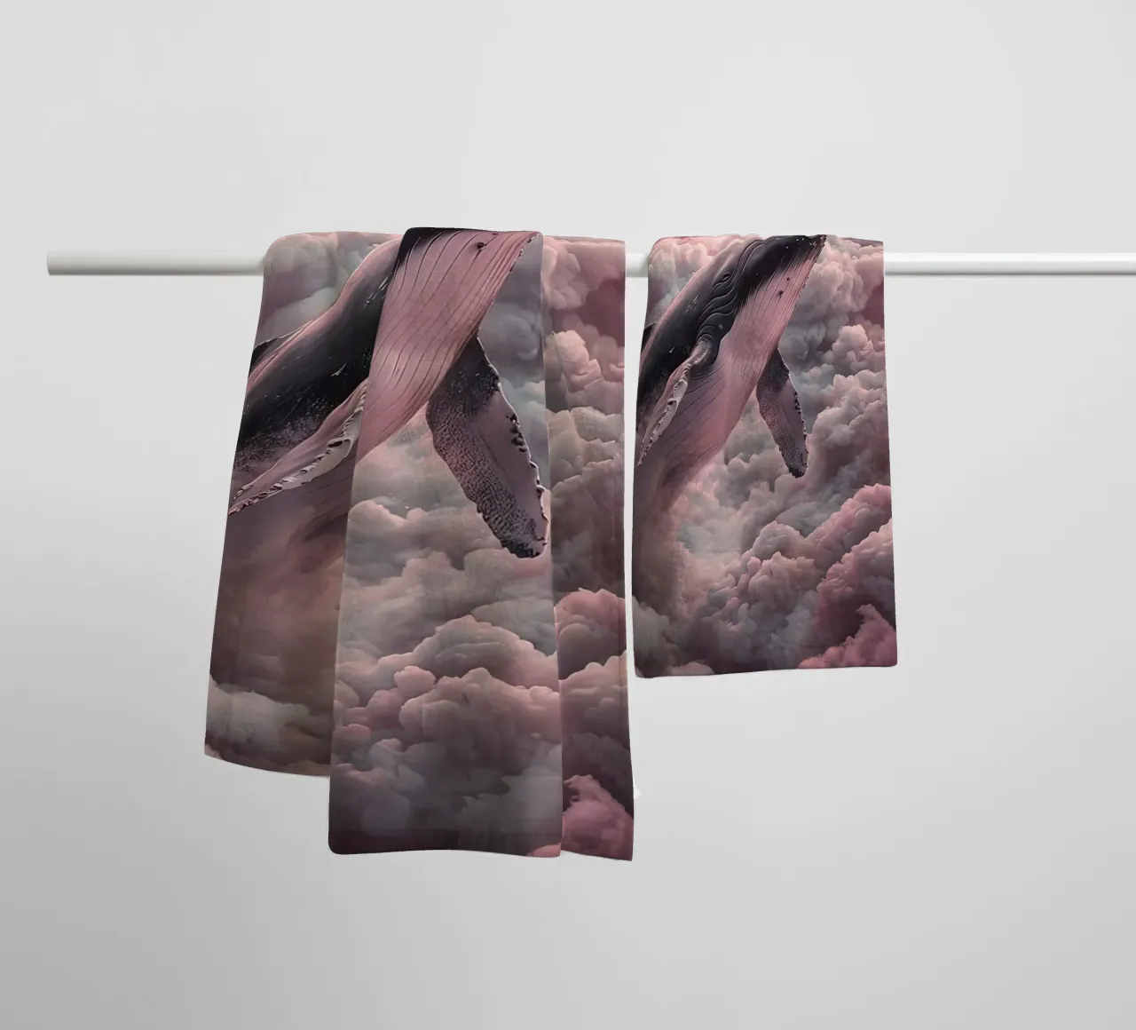 Whale in the Clouds with Moon towel by 🎁 NOBELART