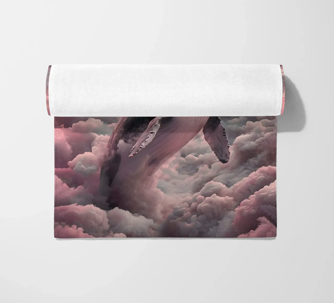 Whale in the Clouds with Moon beach towel by 🎁 ARTVI-SHOP
